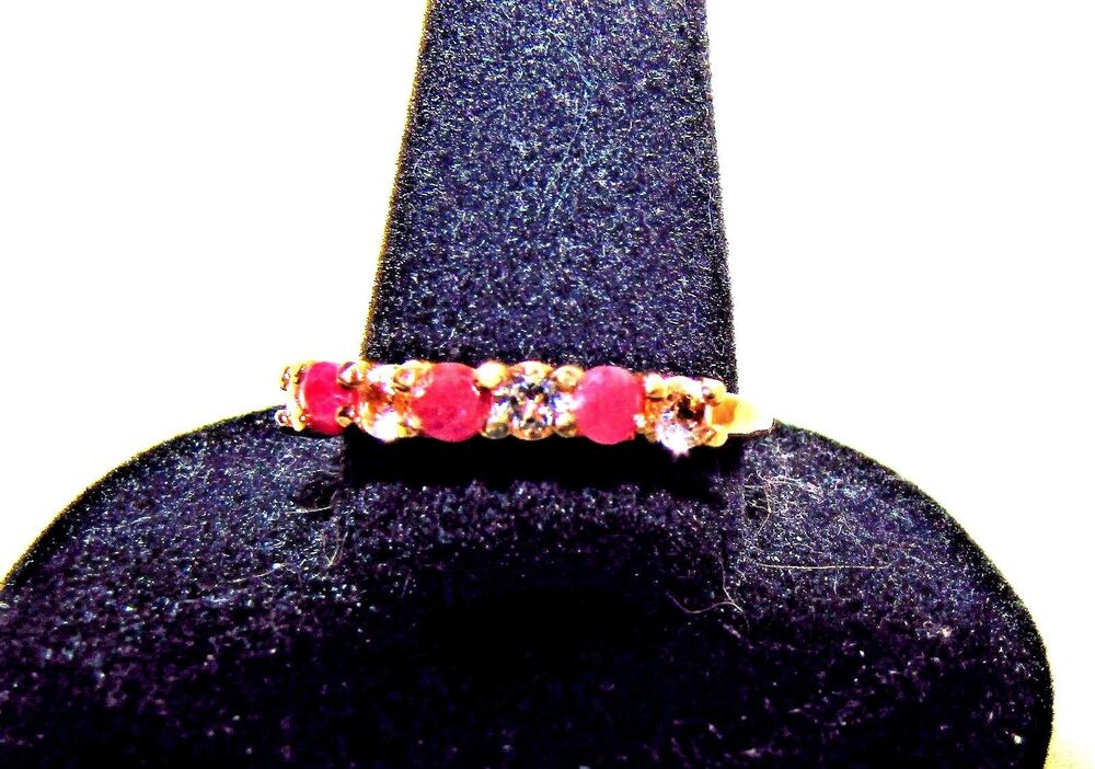 Natural Ruby & Diamond ~.7 TCW 925 Silver & 18K Gold Ring VICTORIA TOWNSEND 8.75